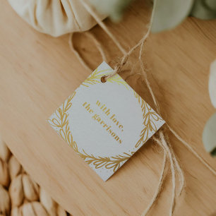 Golden Yellow Watercolor Botanical Gold Favour Tags