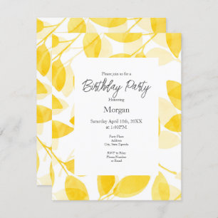 Golden Yellow Watercolor Leaves  Invitation