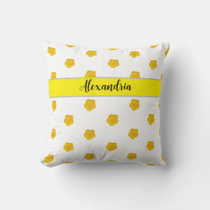Golden Yellow Wildflower Photo Monogram Name Cushion