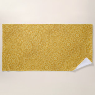 Golden Yellow William Morris Floral Beach Towel
