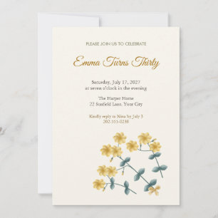 Golden Yellow-Wort 30th Birthday Invitation