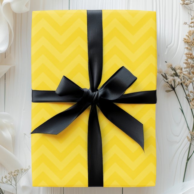Golden Yellow Zigzag Chevron Stripes Wrapping Paper (Creator Uploaded)