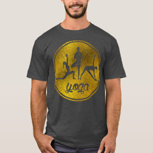 Golden Yoga Asanas Symbols on pastel beige T-Shirt