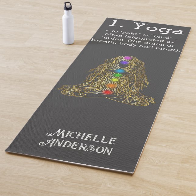 Golden Yoga Girl With Chakras Yoga Mat (In Situ)