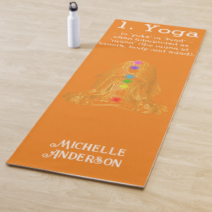 Golden Yoga Girl With Chakras Yoga Mat