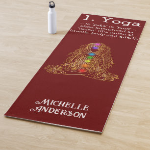 Golden Yoga Girl With Chakras Yoga Mat