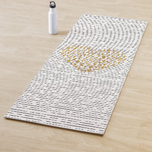 Golden Yoga Silhouettes in Heart Form Mat