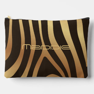 Golden Zebra Stripes Pattern Accessory Pouch