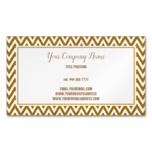 Golden Zigzag Glitter Magnetic Business Card