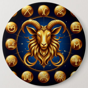 Golden Zodiac Capricorn Design 6 Cm Round Badge