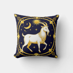 Golden Zodiac Capricorn Design Cushion