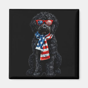 Goldendoodle 4th of july patriotic black golden magnet