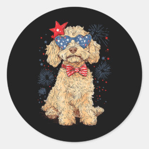 Goldendoodle 4th Of July Patriotic Golden Doodle D Classic Round Sticker