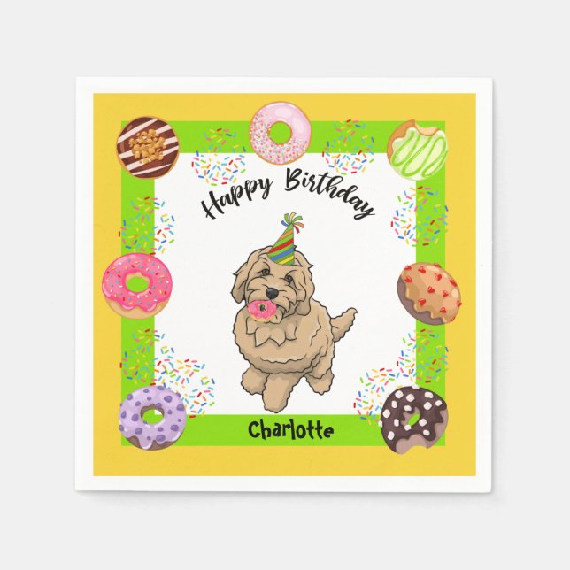 Goldendoodle Birthday Party Napkin Doughnuts (Front)