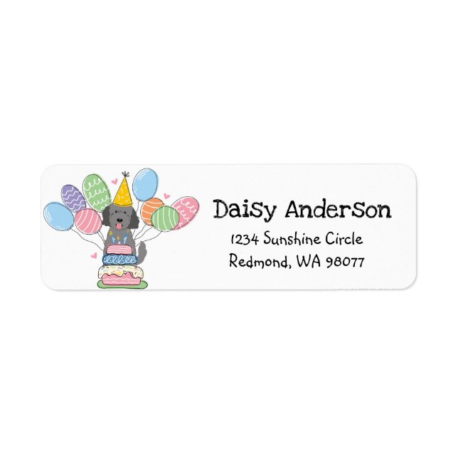 Goldendoodle Birthday Party Return Address Label (Front)