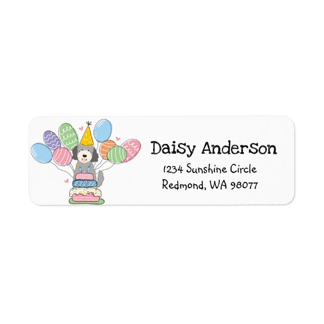Goldendoodle Birthday Party Return Address Label (Front)