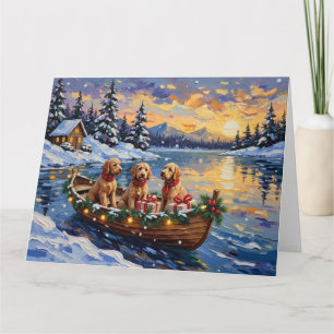 Goldendoodle Christmas Boat Holiday Card