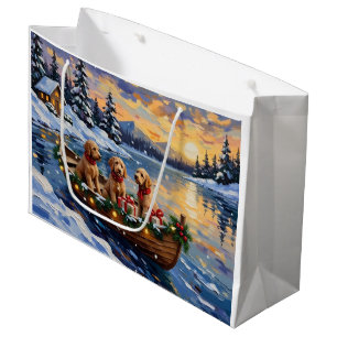 Goldendoodle Christmas Boat Holiday Large Gift Bag