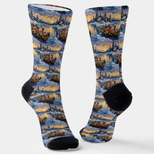 Goldendoodle Christmas Boat Holiday Socks