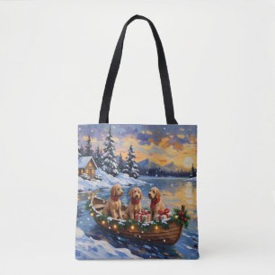Goldendoodle Christmas Boat Holiday Tote Bag