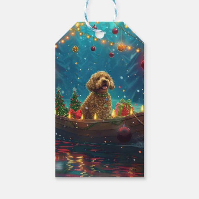 Goldendoodle Christmas Festive Voyage Gift Tags (Front)