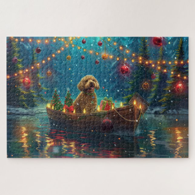 Goldendoodle Christmas Festive Voyage Jigsaw Puzzle (Horizontal)