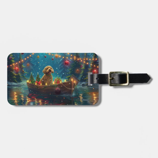 Goldendoodle Christmas Festive Voyage Luggage Tag (Front Horizontal)