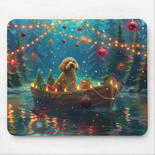 Goldendoodle Christmas Festive Voyage Mouse Pad