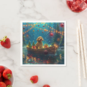 Goldendoodle Christmas Festive Voyage Napkin