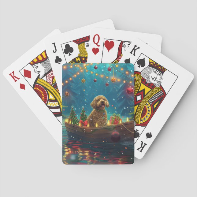 Goldendoodle Christmas Festive Voyage Playing Cards (Back)