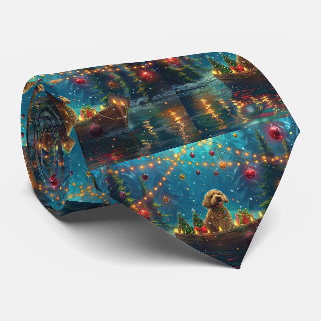 Goldendoodle Christmas Festive Voyage Tie (Rolled)