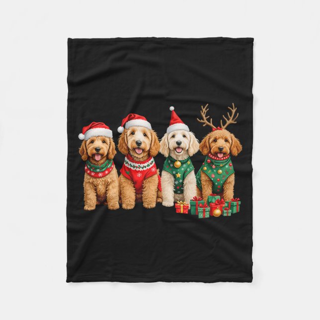 Goldendoodle Christmas Golden Doodle Pajamas For W Fleece Blanket (Front)