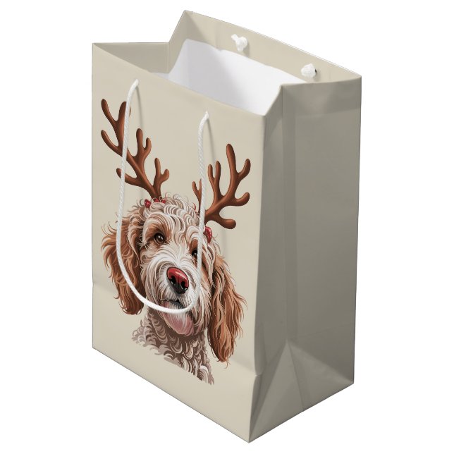 Goldendoodle Christmas Lover Dog Mum Gift Medium Gift Bag (Front Angled)