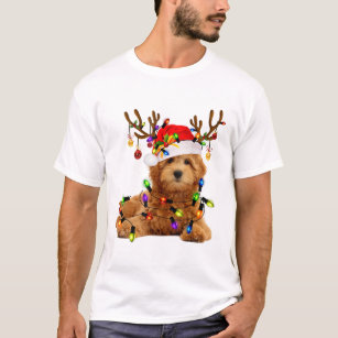 Goldendoodle christmas reindeer christmas lights p T-Shirt
