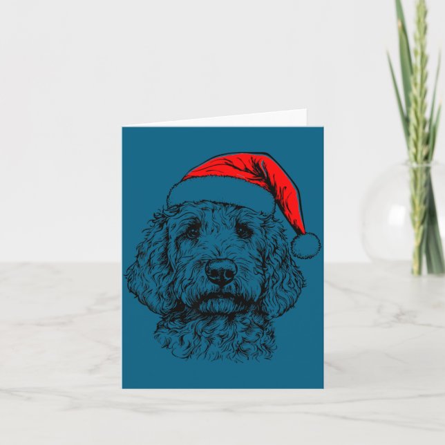 Goldendoodle Christmas Santa Hat Xmas Pajama Golde Card (Front)