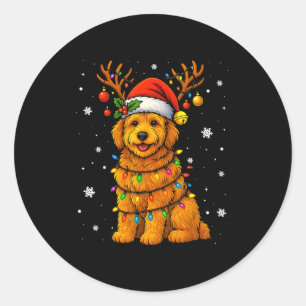 Goldendoodle Christmas Tee Reindeer Christmas Ligh Classic Round Sticker