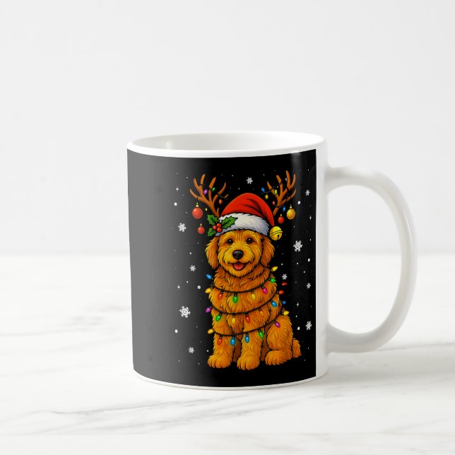 Goldendoodle Christmas Tee Reindeer Christmas Ligh Coffee Mug (Right)