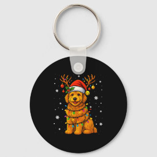 Goldendoodle Christmas Tee Reindeer Christmas Ligh Key Ring