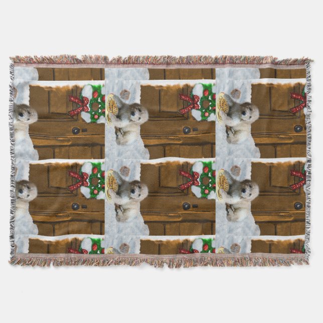 Goldendoodle Christmas Throw Blanket (Front)