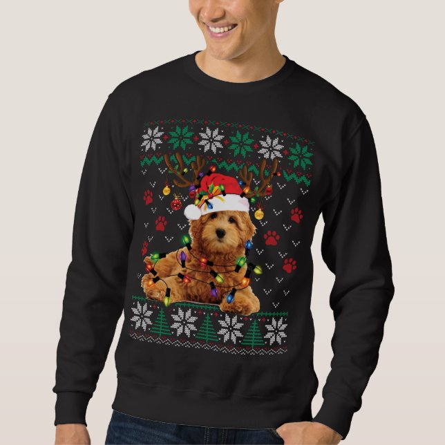 Goldendoodle Christmas Ugly Sweater Funny Dog Love (Front)