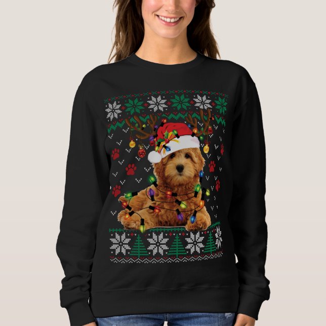 Goldendoodle Christmas Ugly Sweater Funny Dog Love (Front)