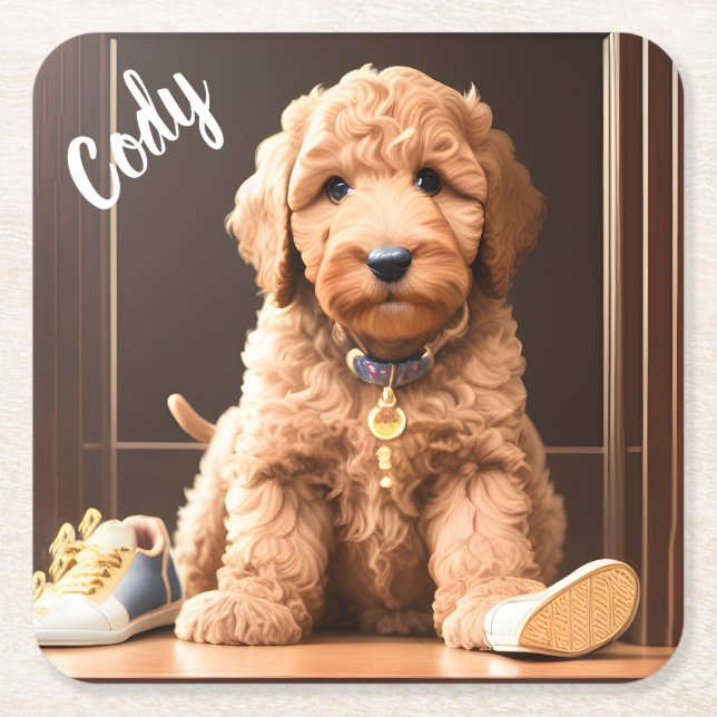 Goldendoodle Custom Square Coasters (Front)