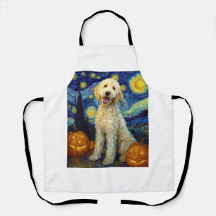 Goldendoodle Cute Dog Halloween Jack O Lantern Pum Apron