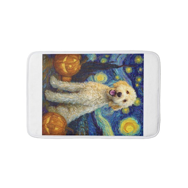 Goldendoodle Cute Dog Halloween Jack O Lantern Pum Bath Mat (Front)
