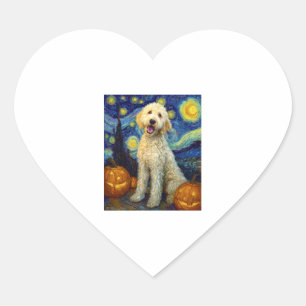 Goldendoodle Cute Dog Halloween Jack O Lantern Pum Heart Sticker