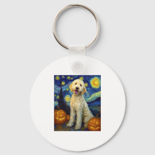 Goldendoodle Cute Dog Halloween Jack O Lantern Pum Key Ring