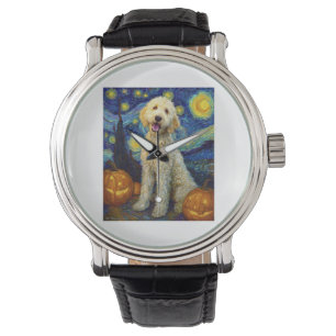 Goldendoodle Cute Dog Halloween Jack O Lantern Pum Watch