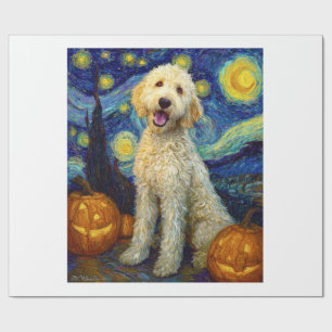 Goldendoodle Cute Dog Halloween Jack O Lantern Pum Wrapping Paper