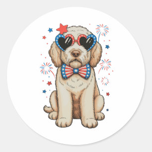 Goldendoodle Dog 250th Anniversary Patriotic Classic Round Sticker