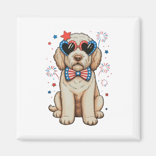 Goldendoodle Dog 250th Anniversary Patriotic Magnet (Front)